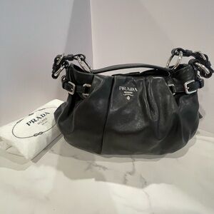 Authentic Prada Black Vintage Leather Hobo